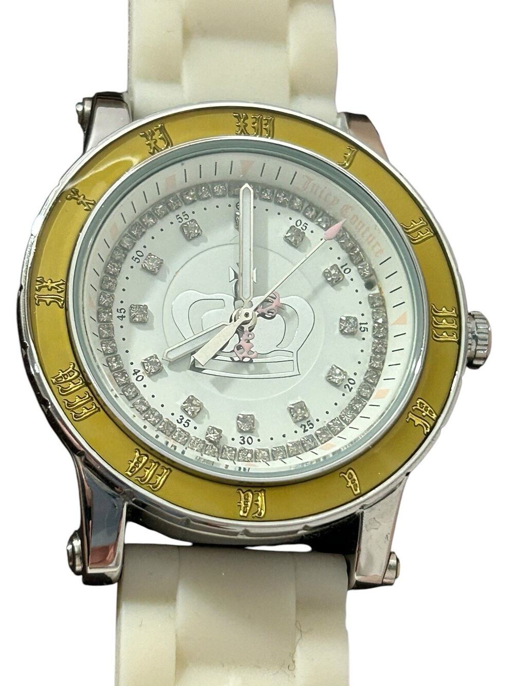 Juicy Couture Midsized 38mm Women's Crystal Face Watch Silver Stainless Silicone - Picture 1 of 10